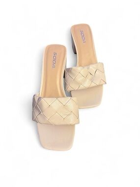 Soda Braided Slide Mules in Light Beige